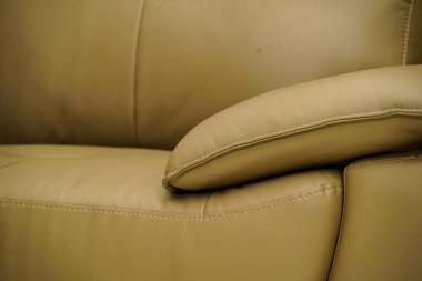 Beyaz Sarı deri kumaş koltuk, detay doku yakından