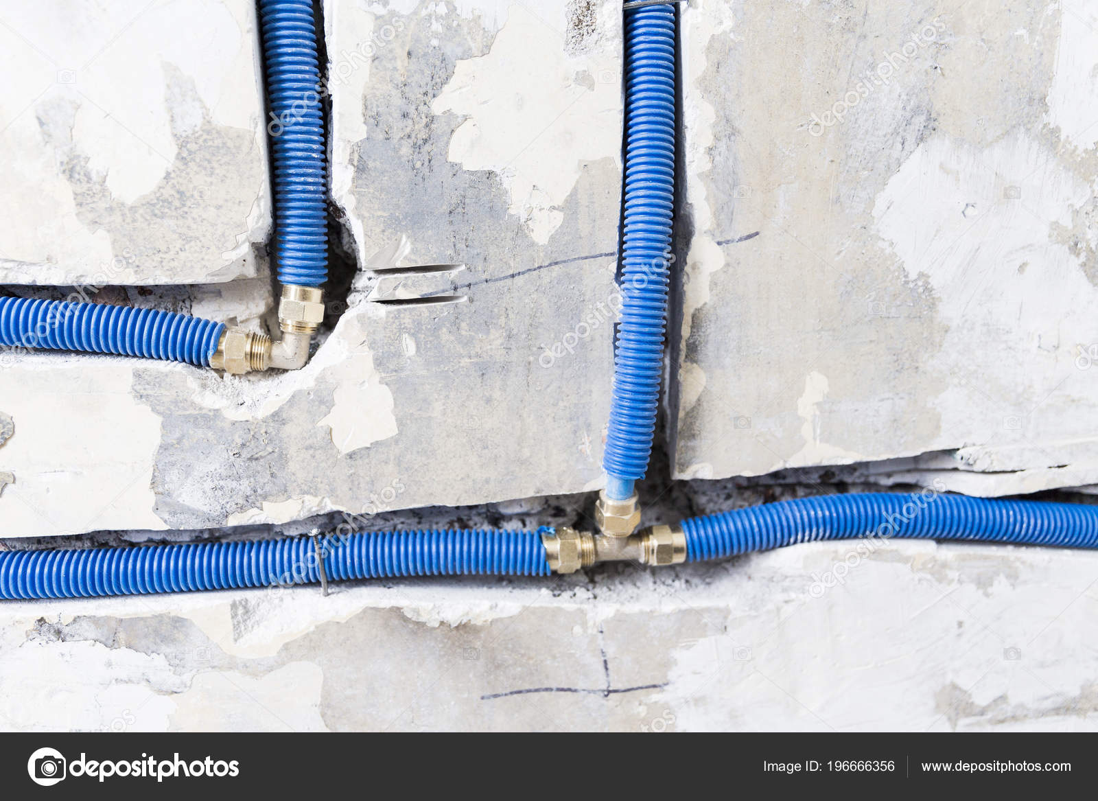 Water Pipes Made Polypropylene Pex Wall Plumbing House Installation