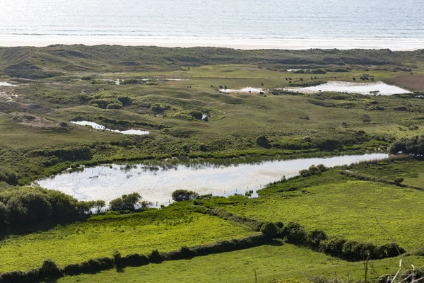 Tepeleri de Biville, Normandy, Fransa. Sahile kapalı. Çevre Vauville
