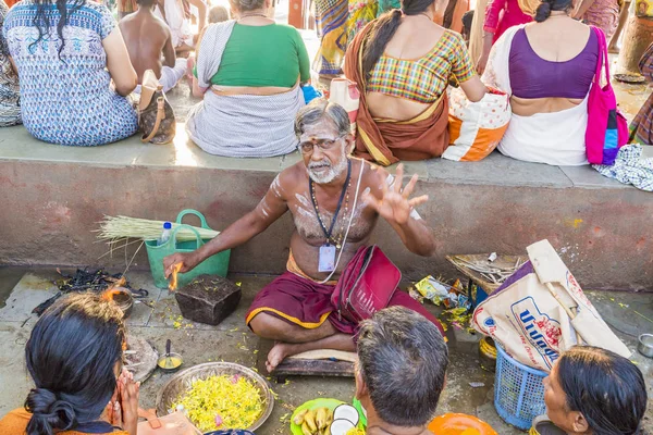 Rameshwaram Tamil Nadu India Március Körül 2018 Azonosítatlan Indiai Zarándok — Stock Fotó