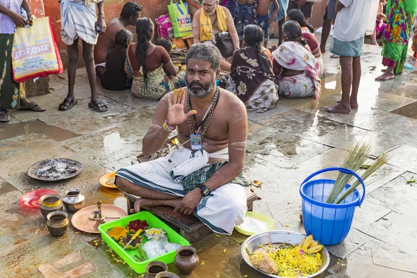Rameshwaram Tamil Nadu India Március Körül 2018 Azonosítatlan Indiai Zarándok — Stock Fotó