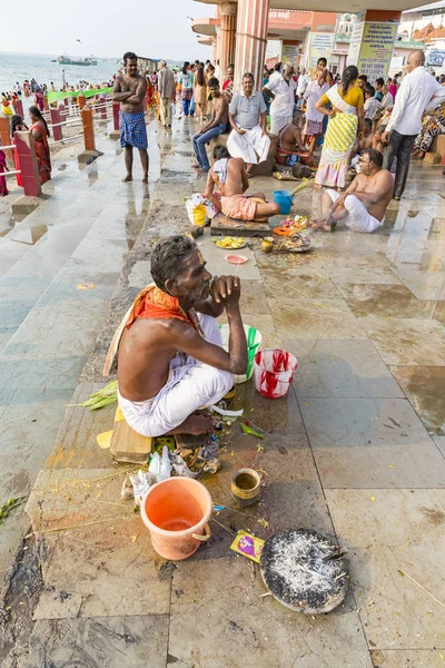 Rameshwaram Tamil Nadu India Március Körül 2018 Azonosítatlan Indiai Zarándok — Stock Fotó