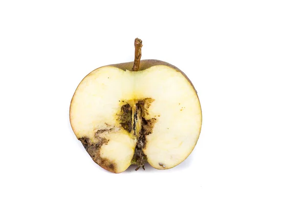 Close Boring Spoor Van Een Fruitmot Cydia Pomonella Een Halve — Stockfoto