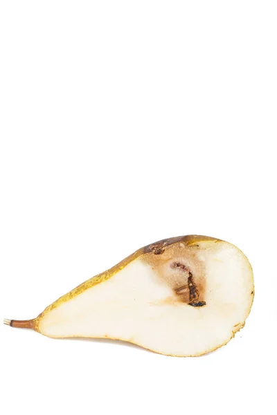 Close Boring Spoor Van Een Fruitmot Cydia Pomonella Een Half — Stockfoto