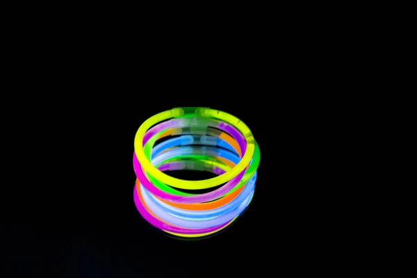 Colorful Fluorescent Light Neon Glow Stick Bracelet Strap Wristband Mirror — Stock Photo, Image