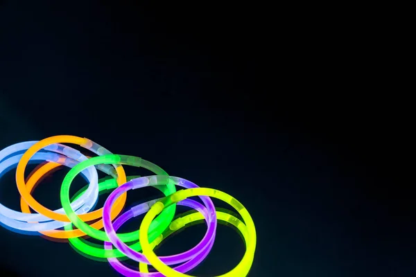 Colorful Fluorescent Light Neon Glow Stick Bracelet Strap Wristband Mirror — Stock Photo, Image