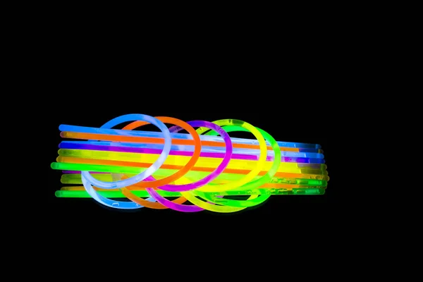 Kolorowy Neon Światło Fluorescencyjne Blask Kij Bransoleta Pasek Nadgarstek Rury — Zdjęcie stockowe