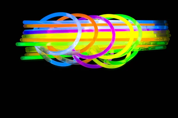 Colorful Fluorescent Light Neon Glow Stick Bracelet Strap Wristband Tubes — Stock Photo, Image