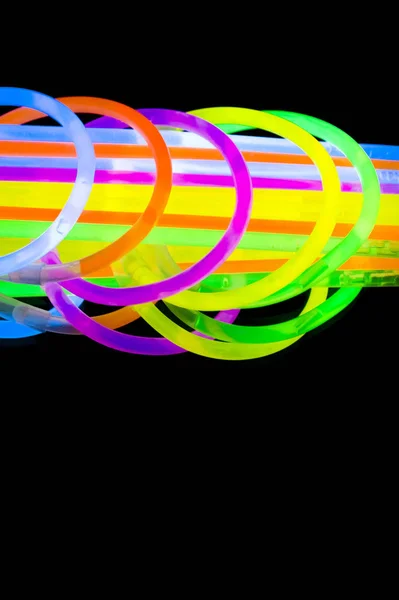 Colorful Fluorescent Light Neon Glow Stick Bracelet Strap Wristband Tubes — Stock Photo, Image