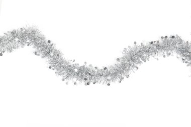 Christmas silver grey garland photo on white background. clipart