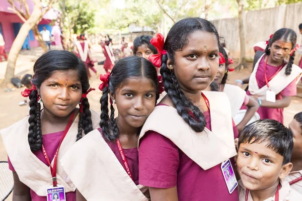 Puduchery India March Circa 2018 Unidentified Boys Girls Teenagers School — Stock Photo, Image