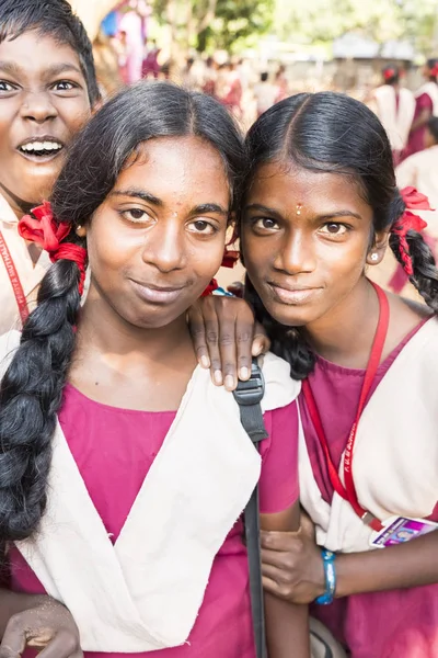 Puduchery India Maart Circa 2018 Onbekende Jongens Meisjes Tieners School — Stockfoto