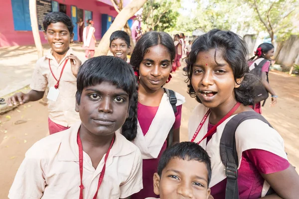 Puduchery Índia Março Circa 2018 Adolescentes Meninos Não Identificados Escola — Fotografia de Stock