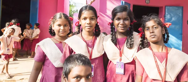 Puduchery Índia Março Circa 2018 Adolescentes Meninos Não Identificados Escola — Fotografia de Stock