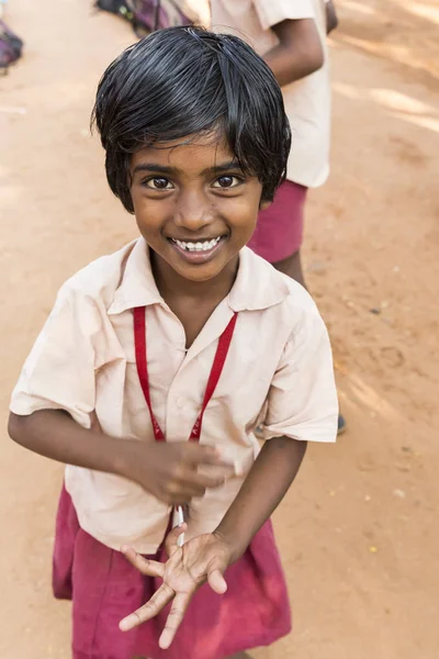 Puduchery Índia Março Circa 2018 Retrato Adolescente Não Identificado Escola — Fotografia de Stock