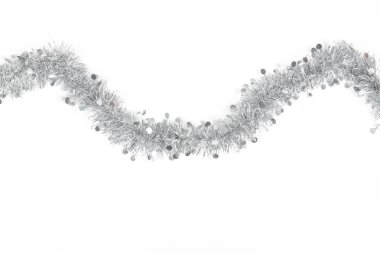 Christmas silver grey garland photo on white background. clipart
