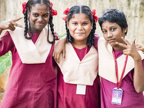 Puducherry India December Circa 2018 Niet Geïdentificeerde Gelukkige Grappige Kinderen — Stockfoto