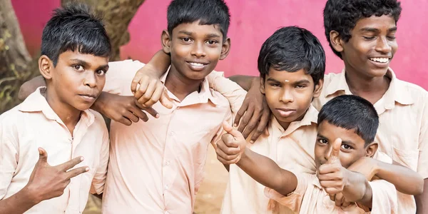 Puducherry India Dezember Circa 2018 Unbekannte Fröhliche Lustige Kinder Freunde — Stockfoto