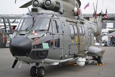 Le Bourget, Fransa - 24 Haziran 2017. Helikopter Toplantı Alanı Paris Le Bourget içinde Havacılık ve kayma Uluslararası Havacılık ve Havacılık Fuarı sırasında Park