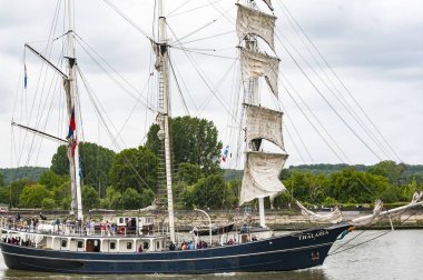 Nehir Seine Armada geçit sergisi üzerinde Thalassa eski ahşap tekne