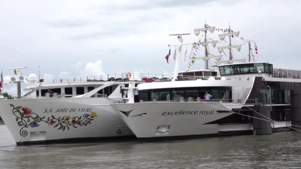 Rouen Fransa Armada Için Seine Büyük Yelkenli Schooner Fırkateyn Donanma — Stok video