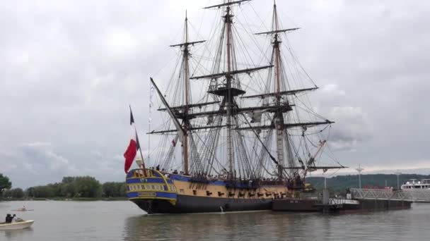 Rouen Fransa Armada Için Seine Büyük Yelkenli Schooner Fırkateyn Donanma — Stok video