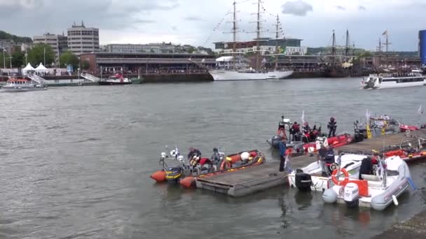 Internationell Utställning Största Segelbåts Skonare Fregatt Och Marin Båtar Seine — Stockvideo