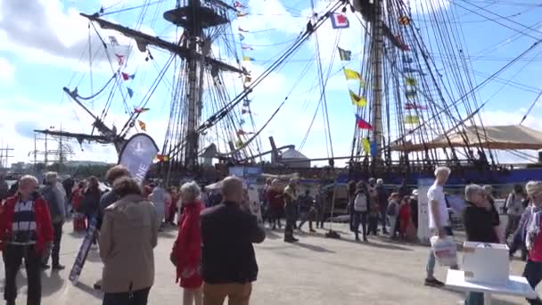 Exposição Internacional Veleiros Maiores Escuna Fragata Barcos Marinha Sena Para — Vídeo de Stock