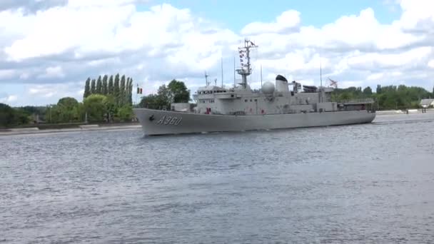 Internationale Tentoonstelling Van Grootste Zeilboten Schoener Fregat Navy Boten Seine — Stockvideo