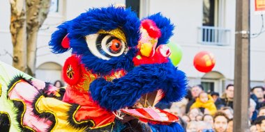 Çin yeni yılı 2019 Paris Fransa - Aslan dansı.