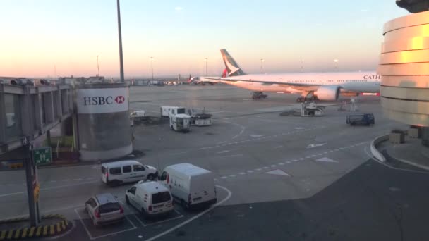 Parijs Frankrijk December Circa 2018 Vliegtuig Voorbereiding Voor Vertrek Bij — Stockvideo