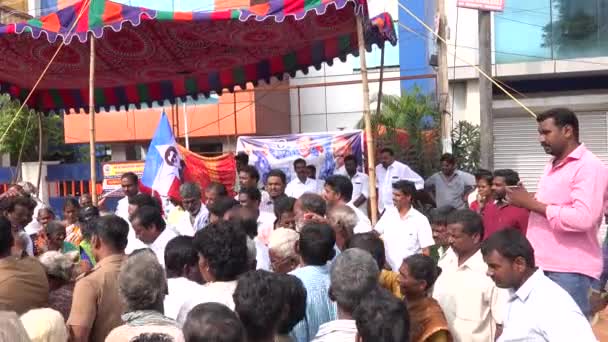 Puducherry Tamil Nadu India December Circa 2018 不明身份的抗议者举行集会 反对政府对泰米尔纳德邦的税收和支出政策 — 图库视频影像