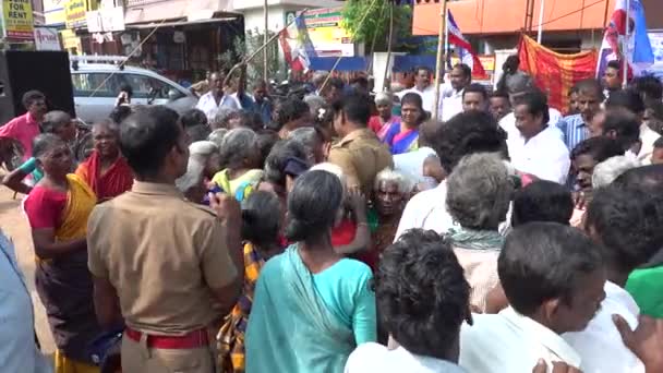 Puducherry Tamil Nadu India December Circa 2018 Ongeïdentificeerde Demonstranten Protesteren — Stockvideo