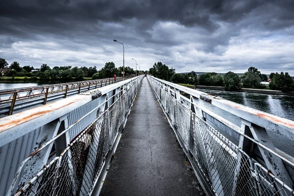 Большой Вид Широким Углом Мост Через Реку Сена Франции Металлическая — стоковое фото