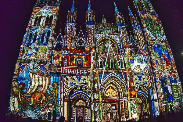 Rouen France June Circa 2019 Виставка Проекції Стіні Церкви Руанському — стокове фото