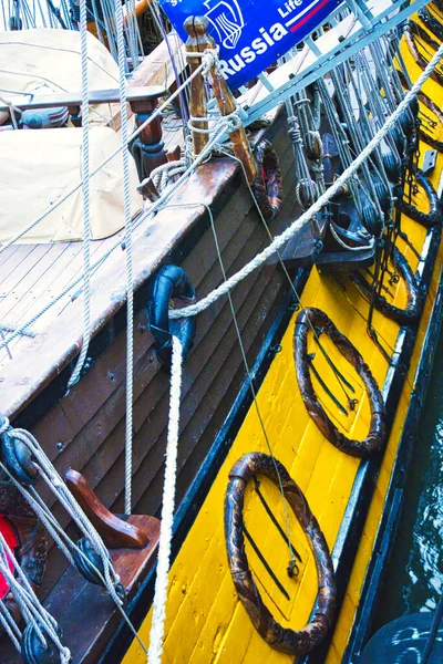 Nautical Tackles Equipment Old Tall Ship Rigging Ropes Rope Ladder — Stock Photo, Image