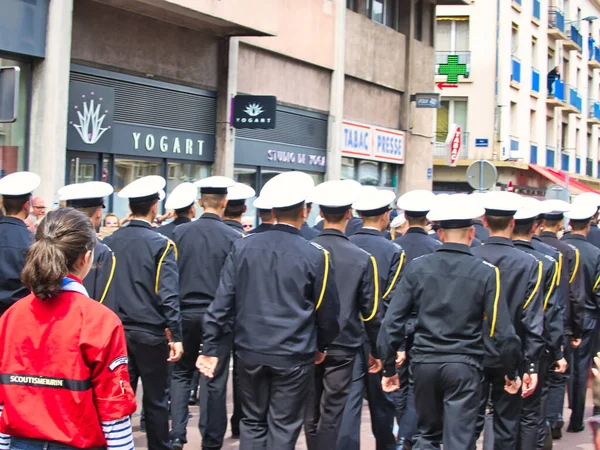 Rouen França Junho Circa 2019 Marinheiros Não Identificados Desfilam Nas — Fotografia de Stock