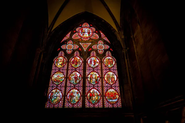 Bayeux Francja Wrzesień Około 2020 Kolorowe Szkło Witraż Katedra Notre — Zdjęcie stockowe