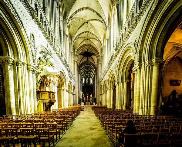 Bayeux Francja Wrzesień Około 2020 Wnętrze Katedry Notre Dame Gotycki — Zdjęcie stockowe
