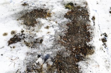 Yolda kar, kış doku lastik ile arka plan izler