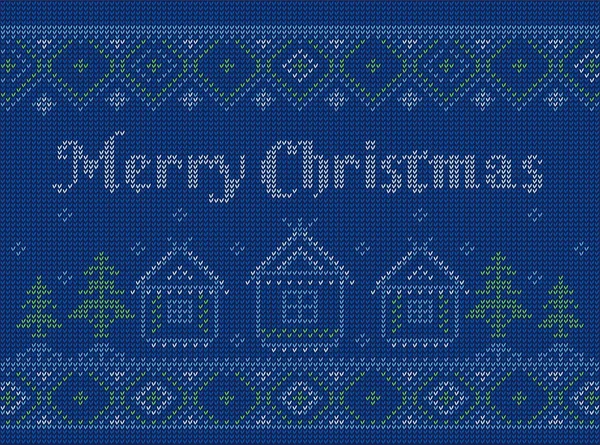 Knitted postcard. Merry Christmas. Illustration for your design.