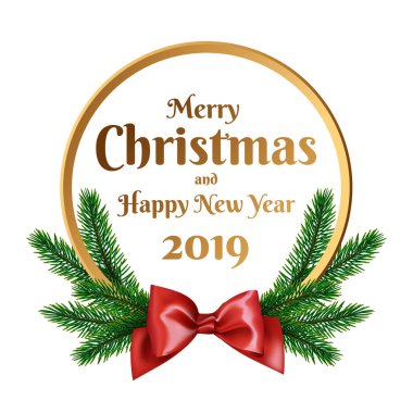 Beyaz arka plan üzerinde gerçekçi Noel Dekor elementleri. Noel yuvarlak afiş. Vektör çizim