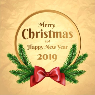 Retro arka plan üzerinde gerçekçi Noel Dekor elementleri. Noel yuvarlak afiş. Yaşlı Kağıt arka plan vektör çizim