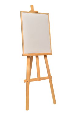 Şövale çerçevelerle beyaz arka plan üzerinde izole çizim için boş. Yatay kağıt sayfalarının. Nesne, ayarlayın. Ahşap, sahte yukarı. Eğitim, okul, sanatçı. Yaratıcı kavramı ve fikir sanat