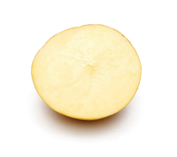Jonge Aardappel Die Helft Geïsoleerd Een Witte Achtergrond Nieuwe Oogst — Stockfoto
