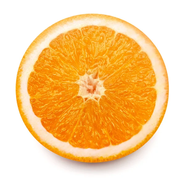 Rebanada de fruta naranja aislada sobre fondo blanco con recorte pa — Foto de Stock