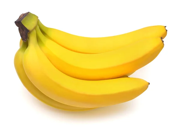 Η ομάδα μπανάνας απομονώθηκε σε λευκό φόντο. Κορυφαία θέα, επίπεδη — Φωτογραφία Αρχείου