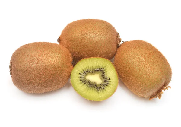 Kiwi fruit whole and half isolated on white background. Top view Royalty Free Stock Photos
