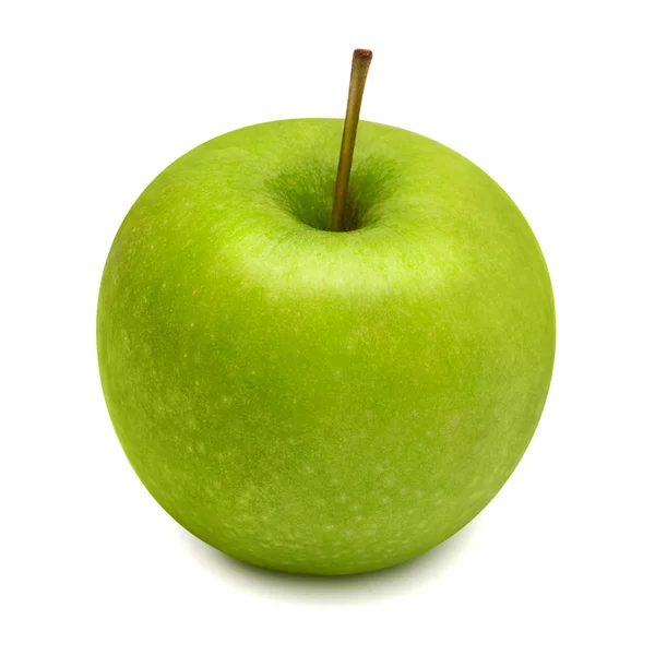 Zielone jabłko na białym tle. Kreatywna zdrowa żywność — Zdjęcie stockowe