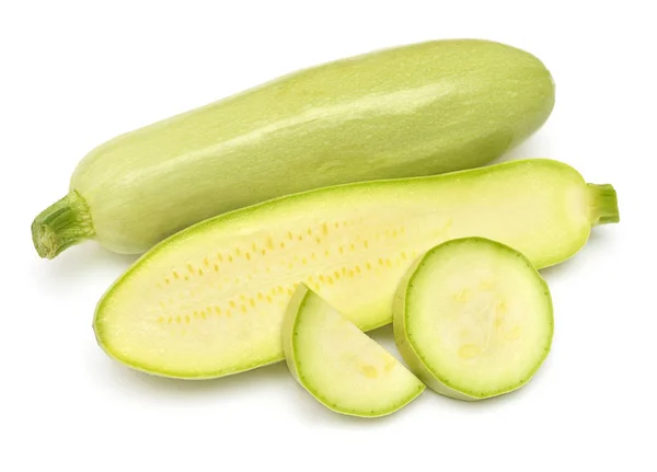 Čerstvé squash zeleninové kostní dřeň cukcchini vcelku, polovina a kroužky ISO — Stock fotografie